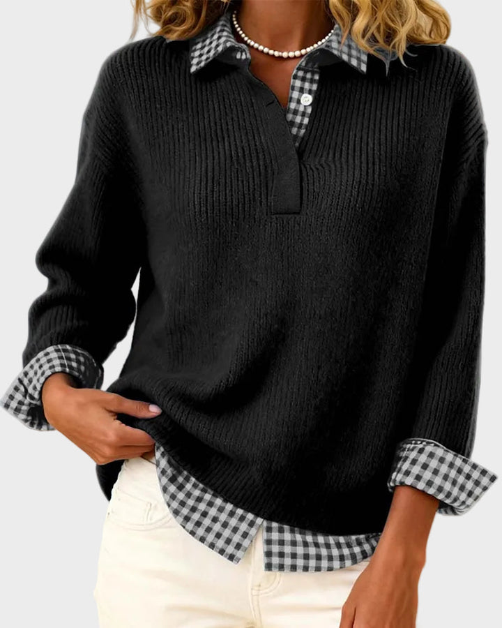 Viktoria - Bunter Pullover mit Patchwork-Karo-Muster