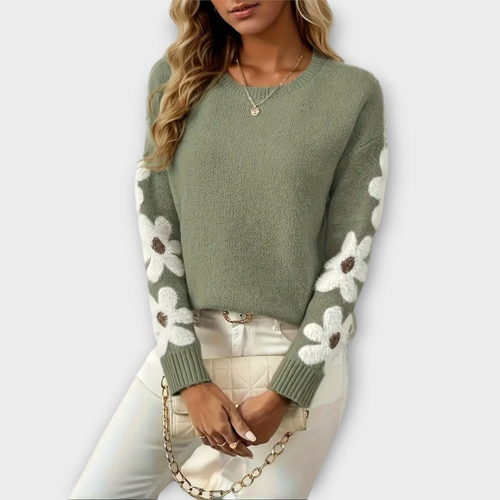 Silke - Weicher Strickpullover mit Blumenmuster
