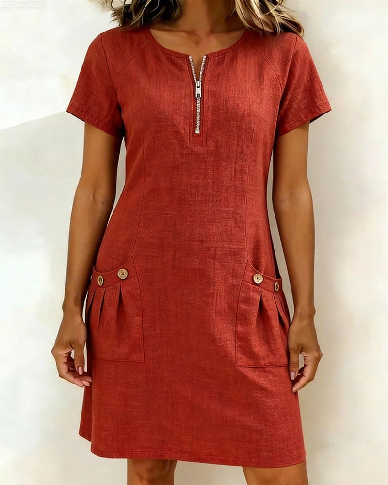 Van Elst Mode® | Baumwollkleid mit Reißverschluss