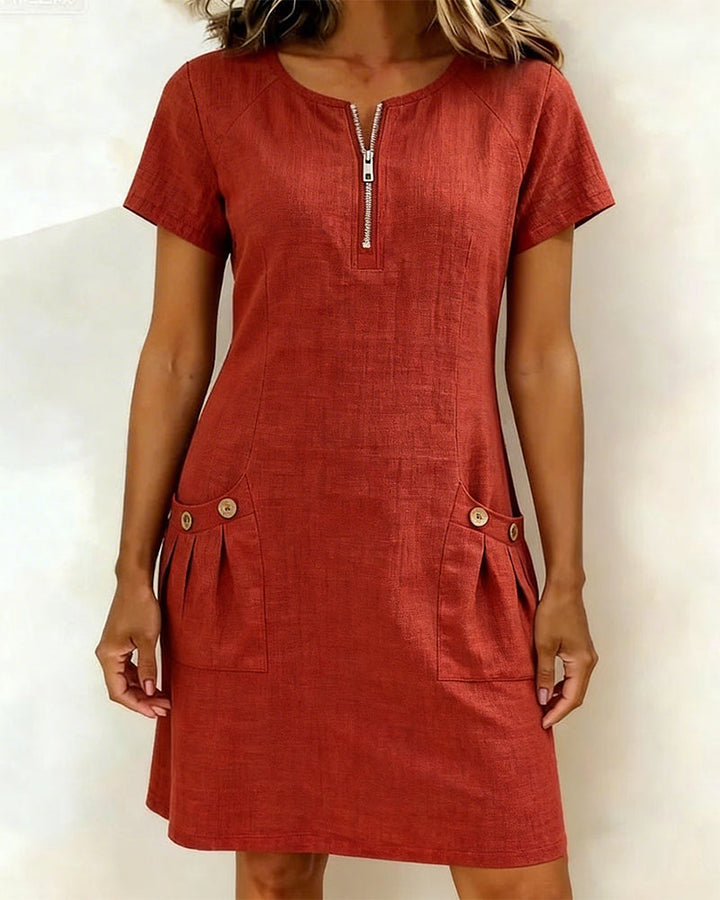Van Elst Mode® | Baumwollkleid mit Reißverschluss