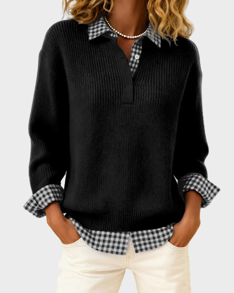 Viktoria - Bunter Pullover mit Patchwork-Karo-Muster