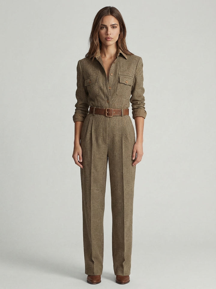 Celia | Karierter Jumpsuit mit Raffinierten Details