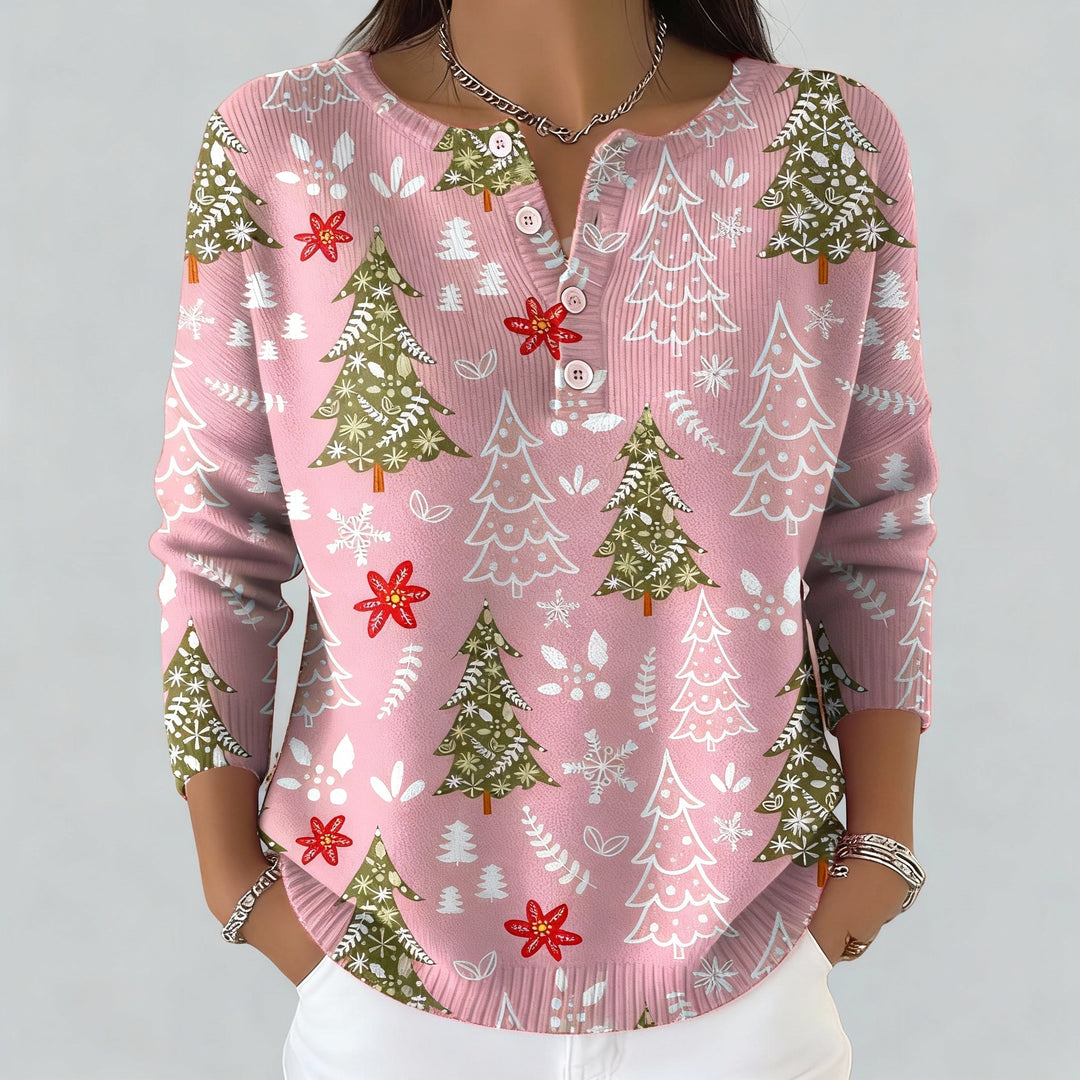 Iris - Weihnachtlicher Pullover mit Knöpfen