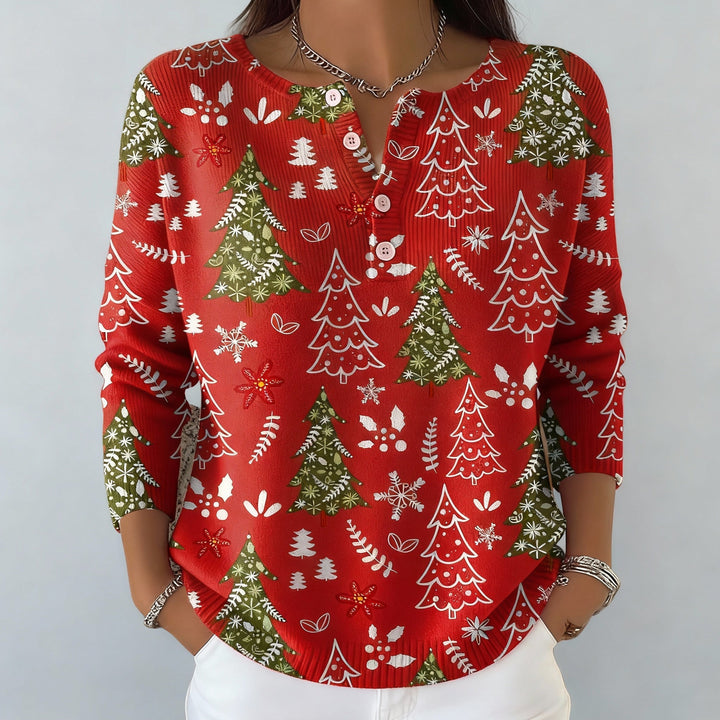 Iris - Weihnachtlicher Pullover mit Knöpfen