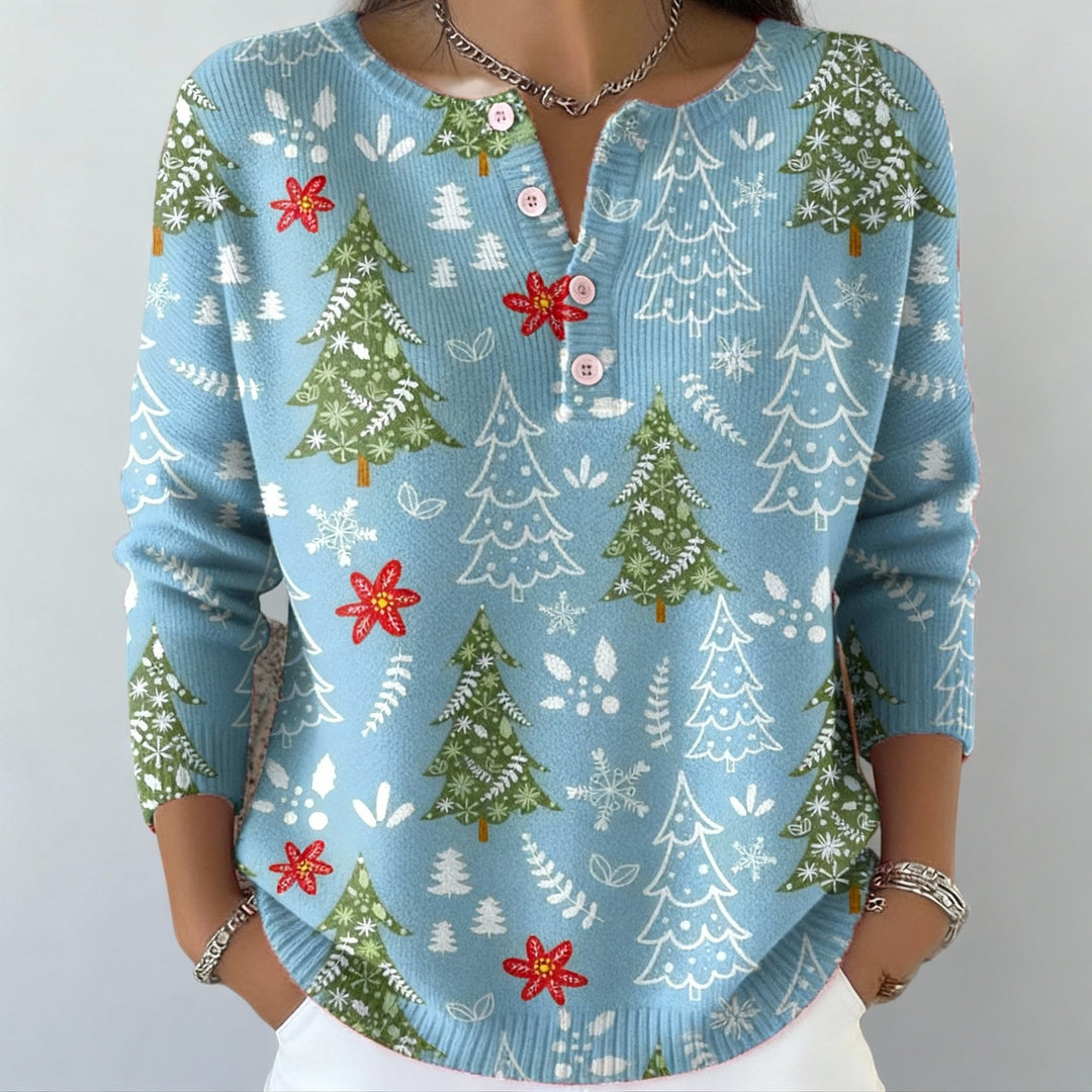Iris - Weihnachtlicher Pullover mit Knöpfen