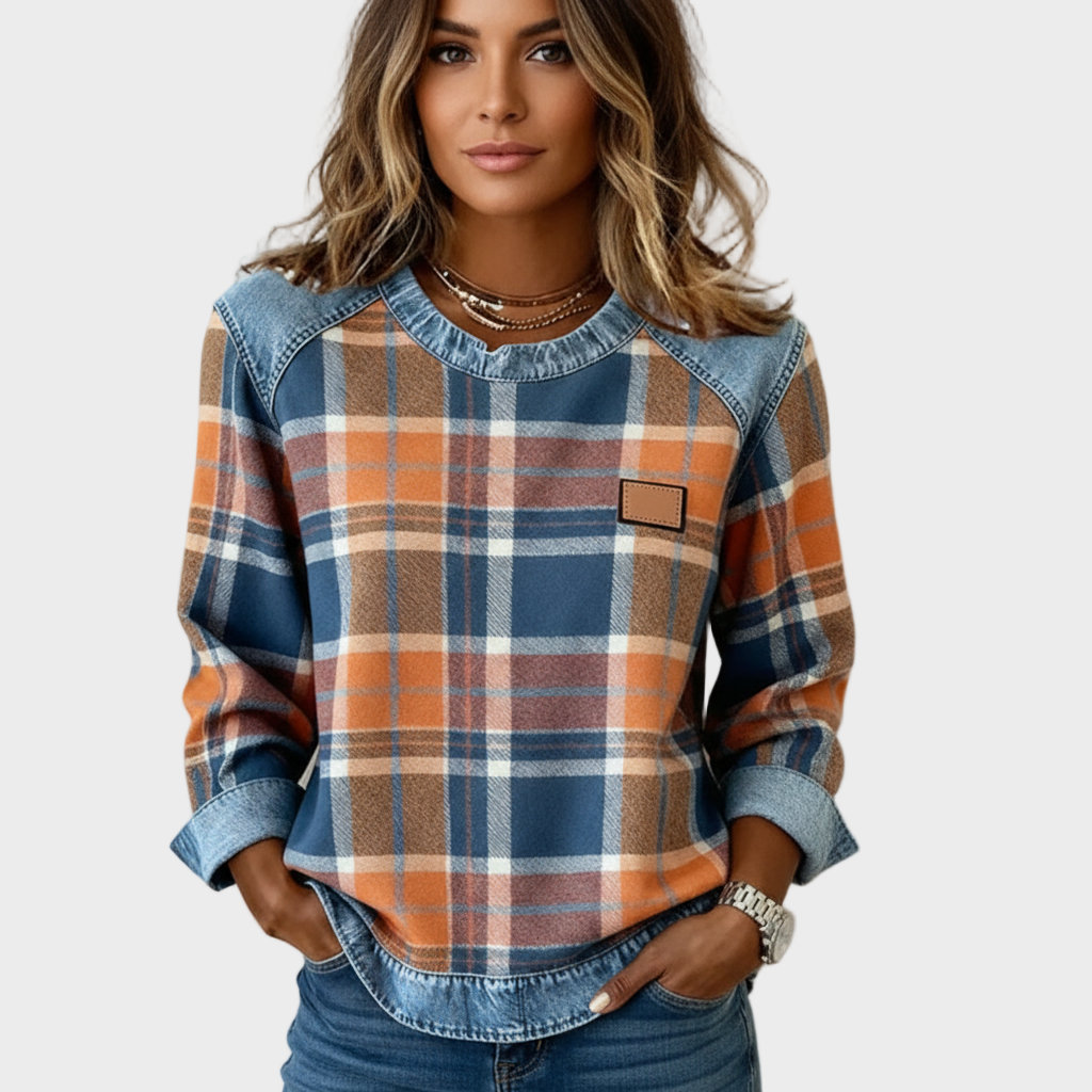 Ivy – Damen Sweatshirt mit Patchwork-Muster