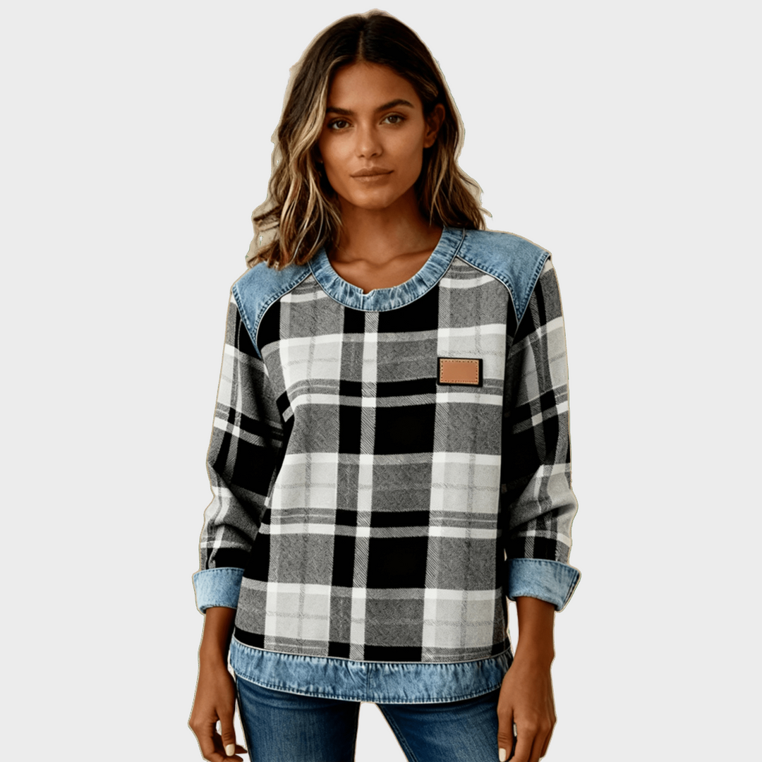 Ivy – Damen Sweatshirt mit Patchwork-Muster