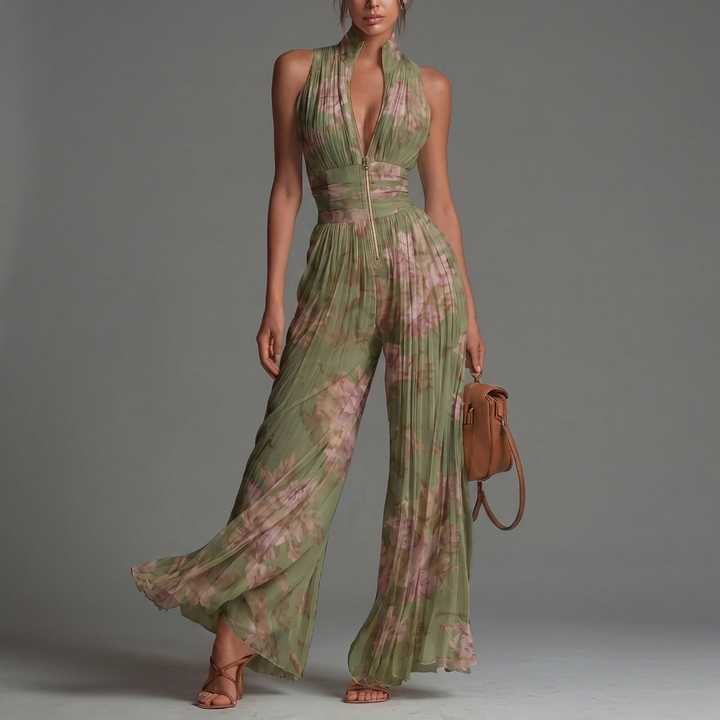 Zineb | Plissierter Floral Jumpsuit