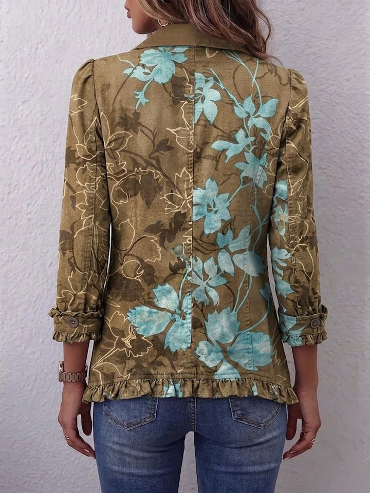 Lily | Boho Gradient Vintage Floral Ruffle Jacket