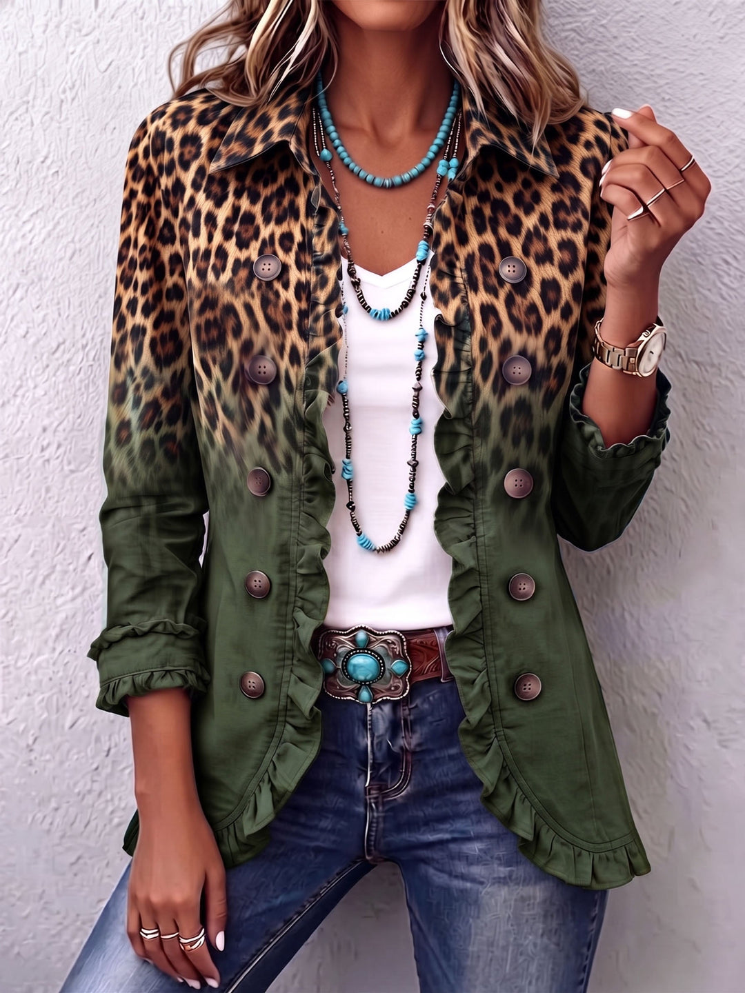 Emma | Leopard Ombre Rüschensakko