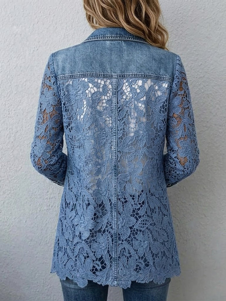 Harper | Blazerjacke mit floralem Spitzenbesatz
