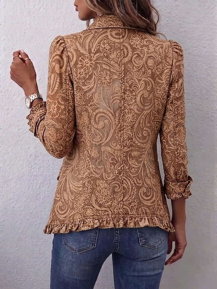 Madison | Vintage Bohemian Floral Print Ruffled Jacket