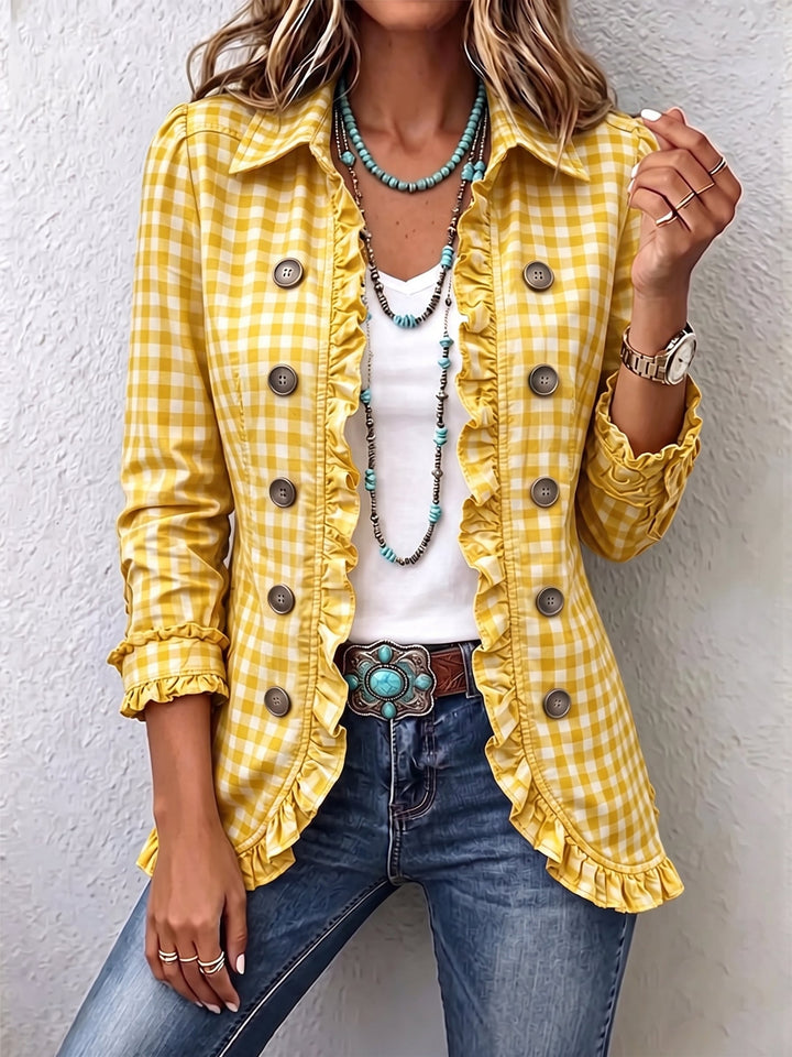 Evelyn | Gingham Rüschenshirt-Jacke