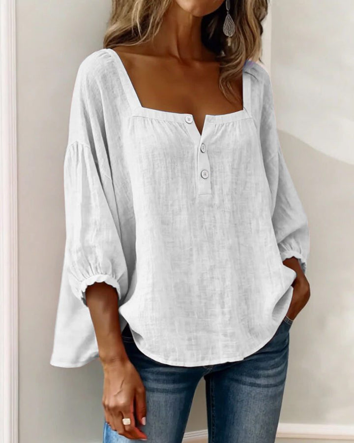 Bluse mit quadratischem Ausschnitt und Puffärmeln für Frauen