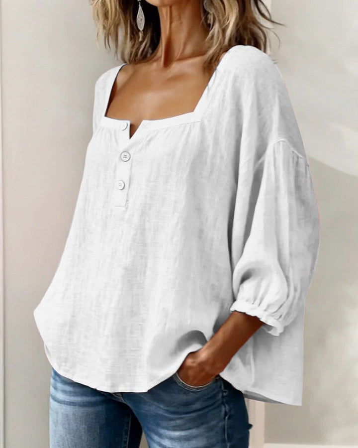 Bluse mit quadratischem Ausschnitt und Puffärmeln für Frauen