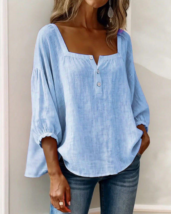 Bluse mit quadratischem Ausschnitt und Puffärmeln für Frauen