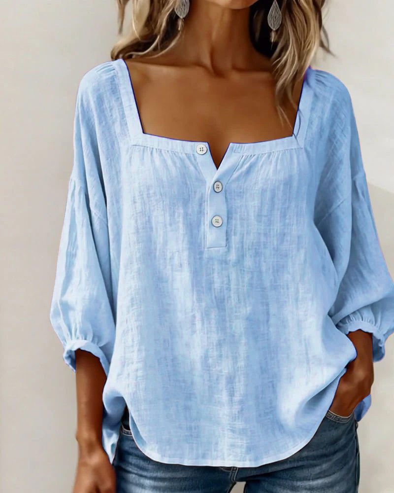 Bluse mit quadratischem Ausschnitt und Puffärmeln für Frauen