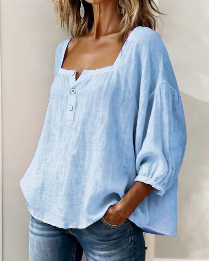 Bluse mit quadratischem Ausschnitt und Puffärmeln für Frauen