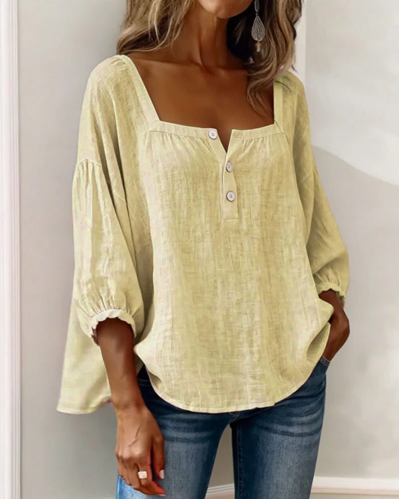 Bluse mit quadratischem Ausschnitt und Puffärmeln für Frauen