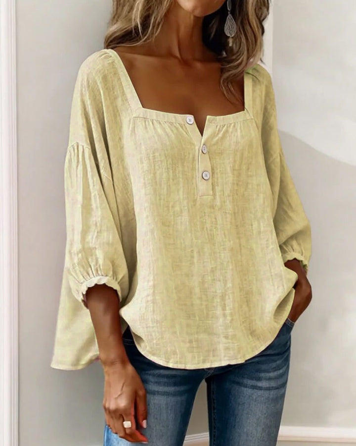 Bluse mit quadratischem Ausschnitt und Puffärmeln für Frauen