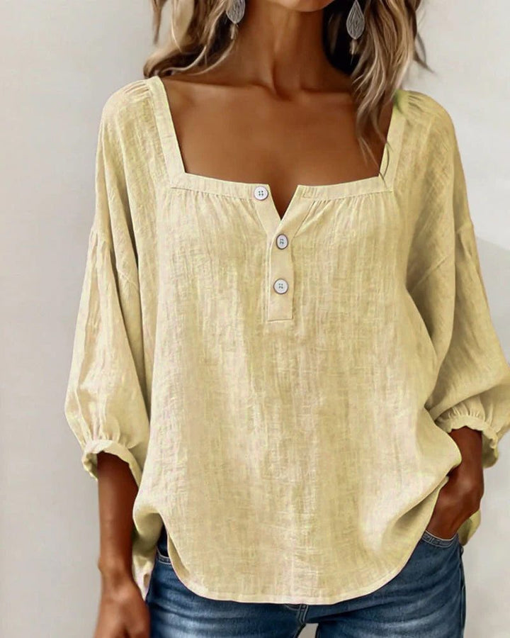 Bluse mit quadratischem Ausschnitt und Puffärmeln für Frauen