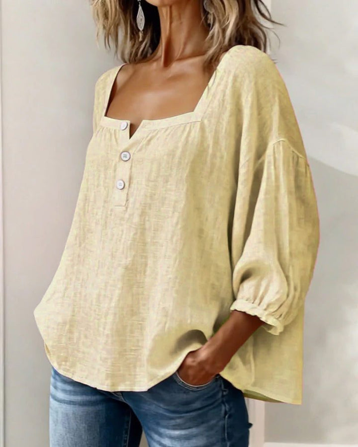 Bluse mit quadratischem Ausschnitt und Puffärmeln für Frauen