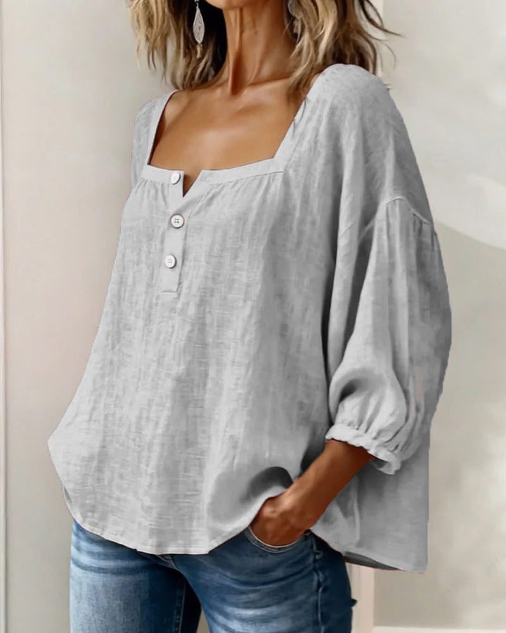 Bluse mit quadratischem Ausschnitt und Puffärmeln für Frauen