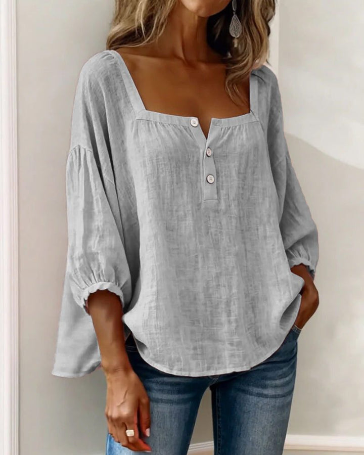 Bluse mit quadratischem Ausschnitt und Puffärmeln für Frauen