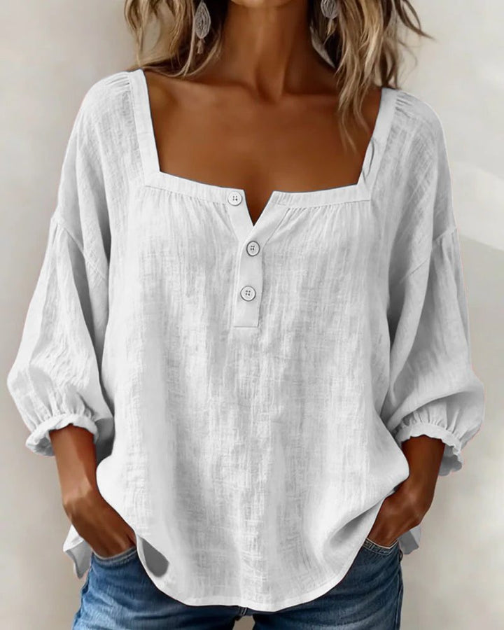 Bluse mit quadratischem Ausschnitt und Puffärmeln für Frauen