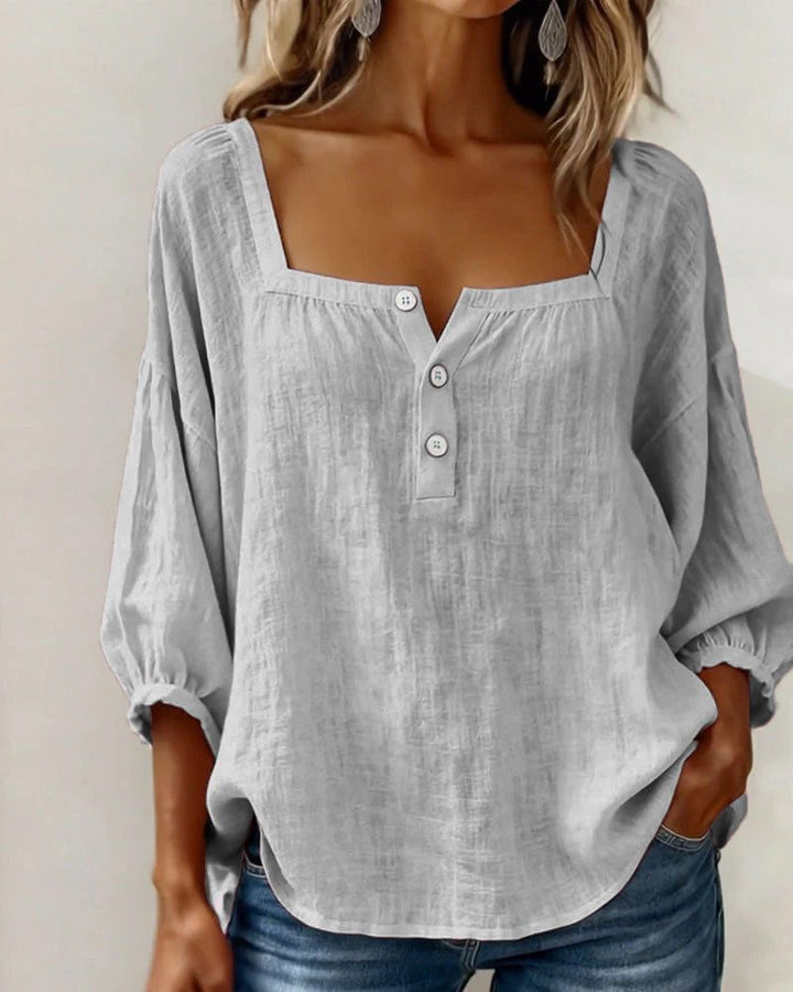 Bluse mit quadratischem Ausschnitt und Puffärmeln für Frauen