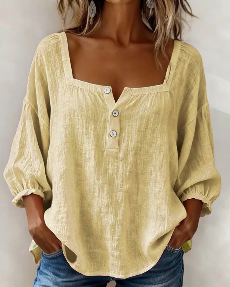 Bluse mit quadratischem Ausschnitt und Puffärmeln für Frauen