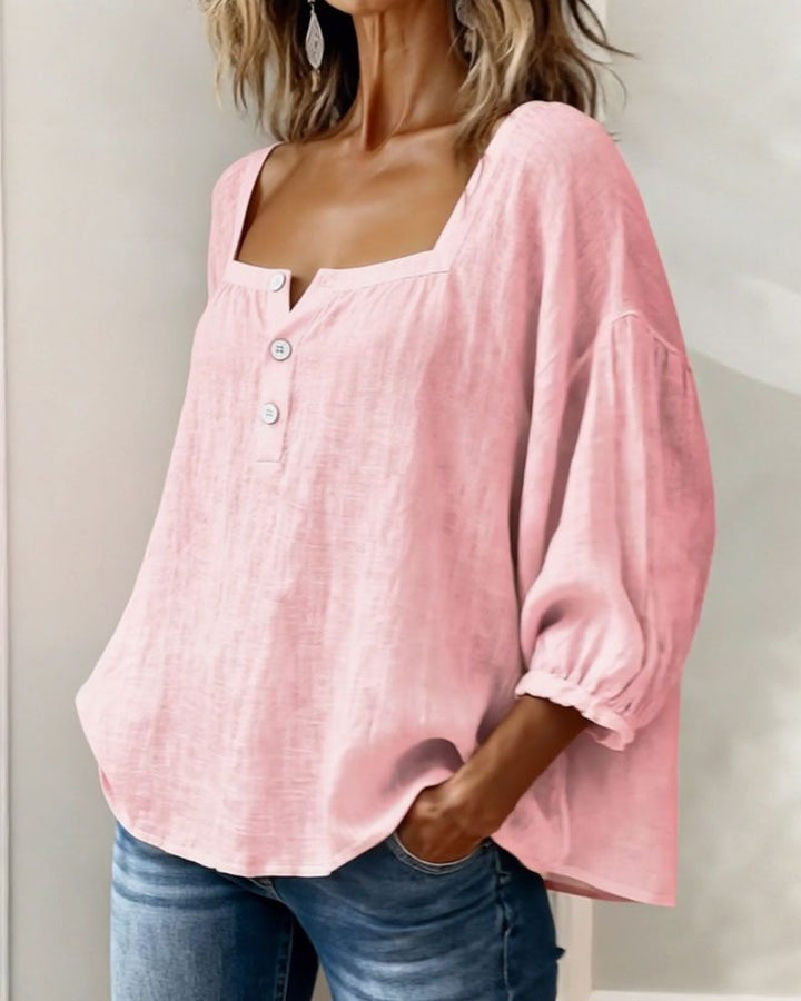 Bluse mit quadratischem Ausschnitt und Puffärmeln für Frauen