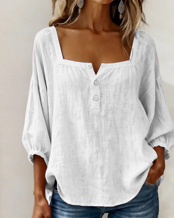 Bluse mit quadratischem Ausschnitt und Puffärmeln für Frauen