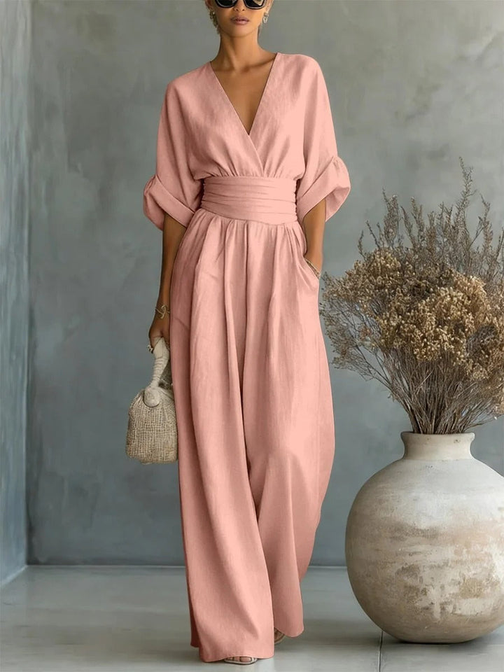 Maja | Eleganter V-Ausschnitt Hochtaillierter Jumpsuit